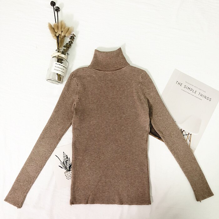 Women's Solid Color Turtleneck Sweater
