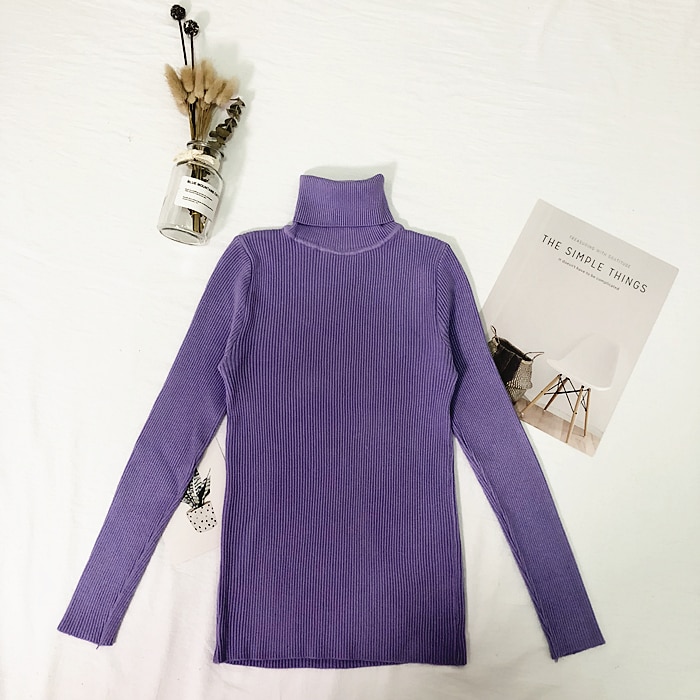 Women's Solid Color Turtleneck Sweater