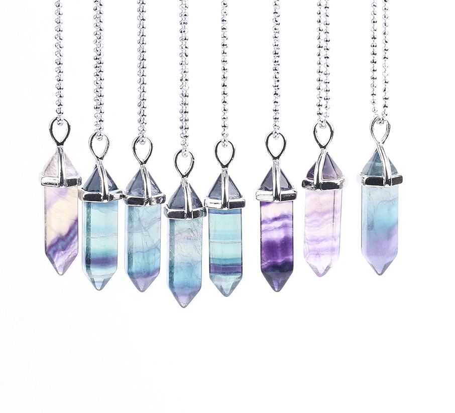 Unisex Colorful Fluorite Quartz Necklace