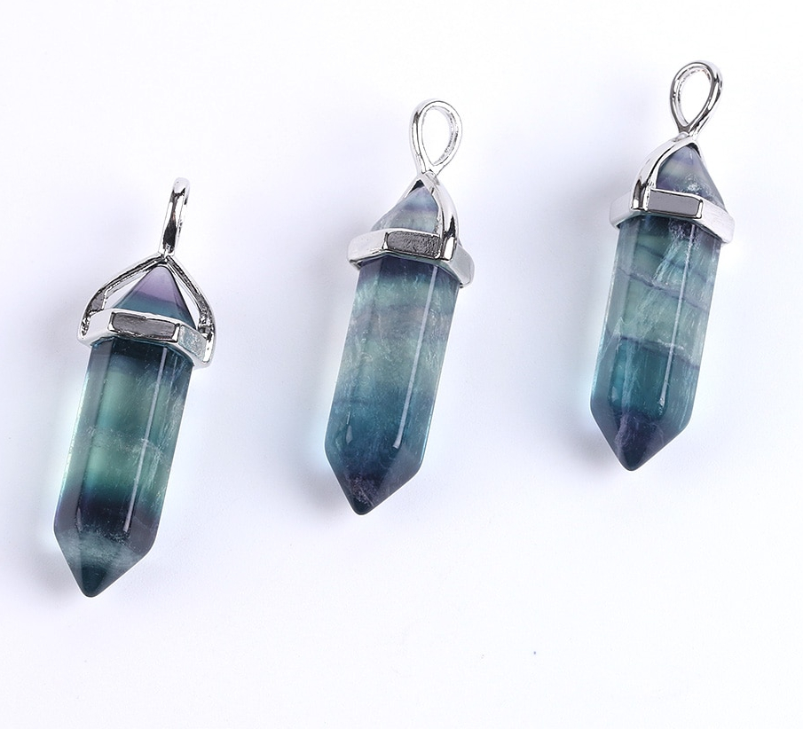 Unisex Colorful Fluorite Quartz Necklace