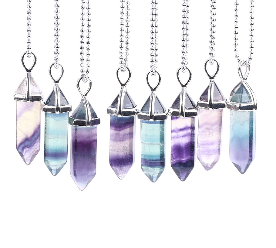 Unisex Colorful Fluorite Quartz Necklace