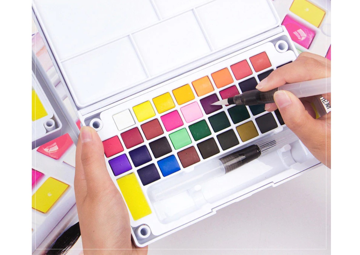 12-36 Colors Watercolor Paints Set with Water Color Brush