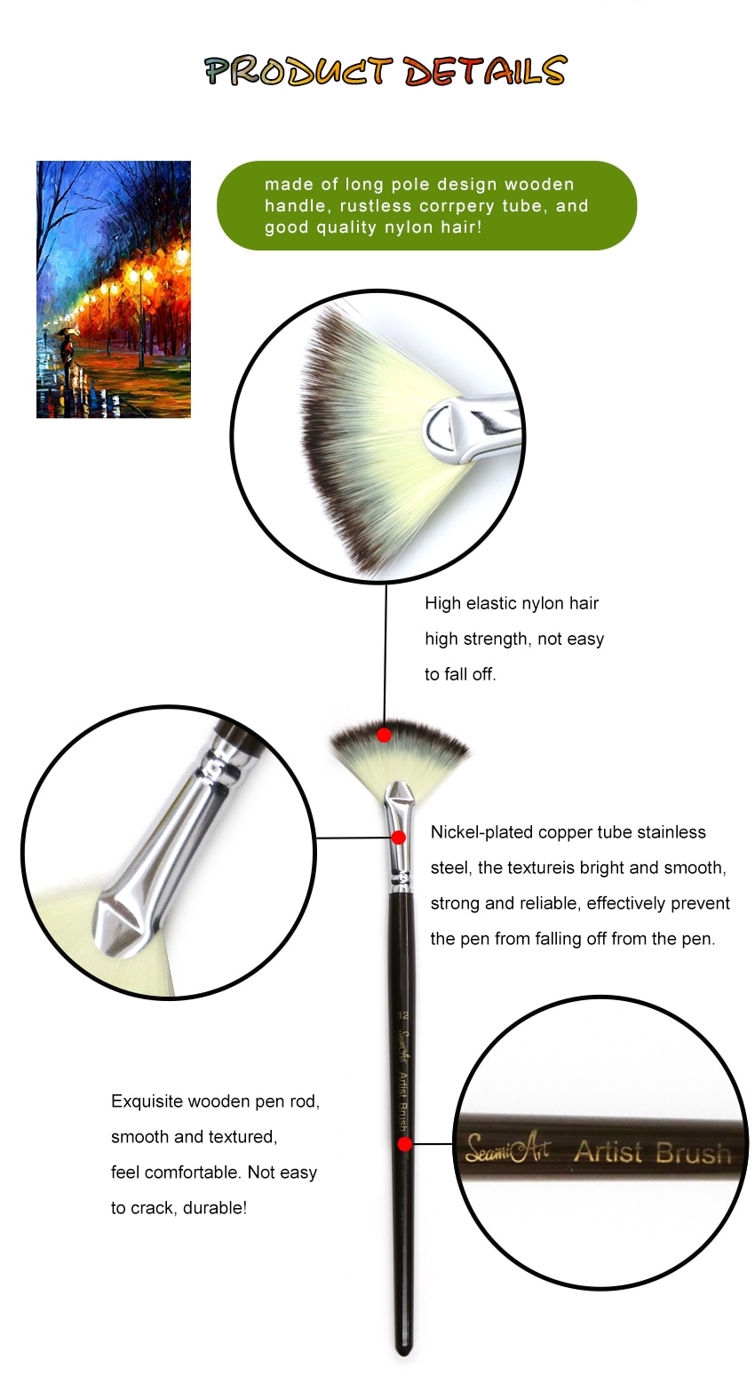 Fan Shaped Paint Brush 6 Pcs Set