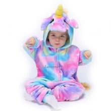 Girls Clothes Kids Gold Horn Unicorn Pajamas Kigurumi Cartoon Animal Pink Licorne Onesie Sleepers Boy Halloween Costume Jumpsuit