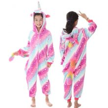 Girls Clothes Kids Gold Horn Unicorn Pajamas Kigurumi Cartoon Animal Pink Licorne Onesie Sleepers Boy Halloween Costume Jumpsuit