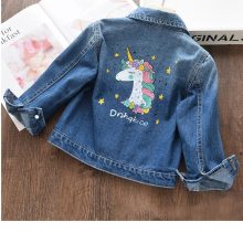 Girls Denim Coats New Brand Spring Kids Jackets Clothes Cartoon Coat Embroidery Children Clothing for 3 8Y